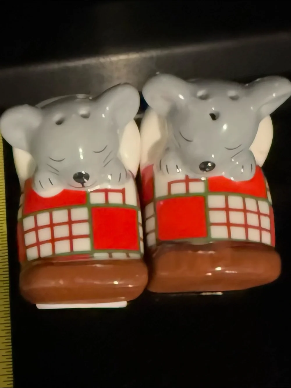 Sleeping Mouse Mini Salt and Pepper Shakers -NEW super cute Xmas, or any decor